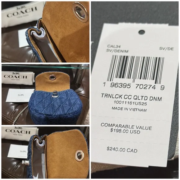 Authentic Coach Turnlock Card Case with Quilting & Silver-Toned Hardware, NWT - Picture 13 of 16